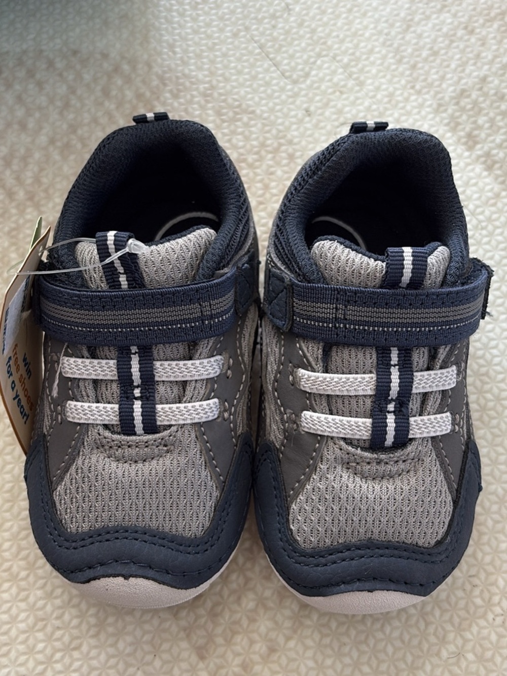 Stride Rite Gray and Navy Baby Walker Sneakers